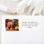 Highland Koe herfst Waterverf retouradres Etiket (Insitu)