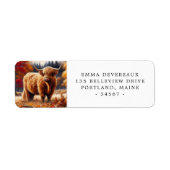 Highland Koe herfst Waterverf retouradres Etiket (Voorkant)