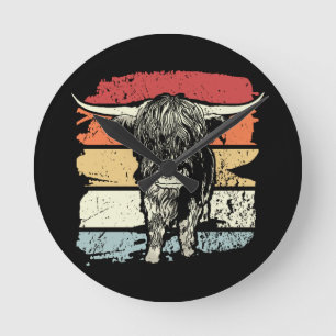 Highland Koe Highland Koeien Retro Ronde Klok