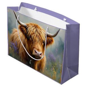 Highland Koe in Floral Meadow Close-up Groot Cadeauzakje
