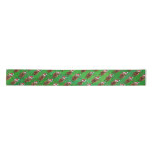 Highland Koe in Santa Hat Pattern op groen Lint (Voorkant)
