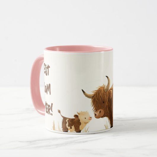 Highland Koe & Kalf Beste Moeder Ooit Moederdag Mok (Voorkant links)