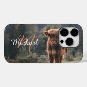 Highland koe kalf herfstgras monogram initiaal Case-Mate iPhone case (Achterkant (horizontaal))