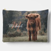 Highland koe kalf herfstgras monogram initiaal etui (Voorkant)