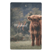 Highland koe kalf herfstgras monogram initiaal mini klembord (Achterkant)