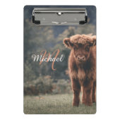 Highland koe kalf herfstgras monogram initiaal mini klembord (Voorkant)