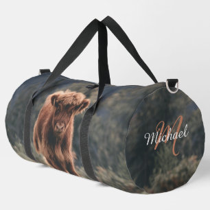 Highland koe kalf herfstgras monogram initiaal plunjezak
