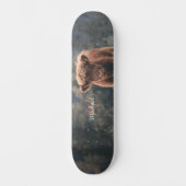 Highland koe kalf herfstgras monogram initiaal skateboard (Voorkant)