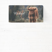 Highland koe kalf herfstgras monogram initiaal spandoek (Insitu)