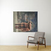 Highland koe kalf herfstgras monogram initiaal wandkleed (In Situ (horizontaal))