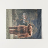 Highland koe kalf herfstgras monogram initiaal wandkleed (Voorkant (horizontaal))