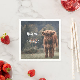 Highland koe kalf monogram eerste verjaardagsfeest servet