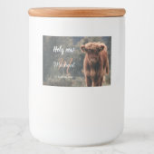 Highland koe kalf monogram eerste verjaardagsfeest voedselcontainer etiket (Voorkant)
