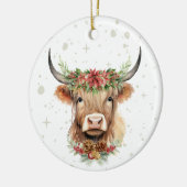 Highland Koe kerstversiering gepersonaliseerd Keramisch Ornament (Links)