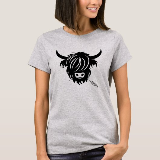 Highland Koe Koppels Matching Grey Valentijnsdag T-shirt (Voorkant)