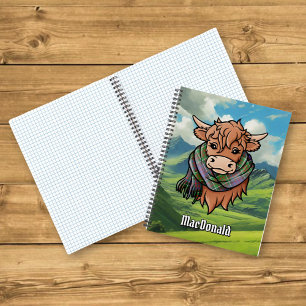 Highland Koe MacDonald van Clanranald Tartan Sjaal Notitieboek