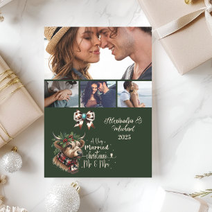 Highland Koe Merry Christmas Mrs. and Mr. 4 Foto Feestdagenkaart