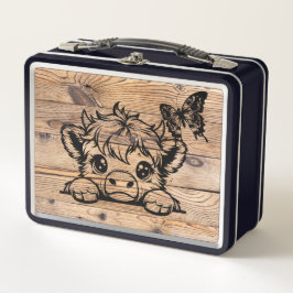 Highland Koe met Butterfly Black/Faux Woodgrain