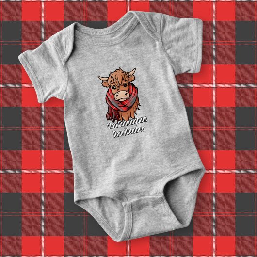 Highland Koe met Cunningham Tartan Scarf Romper