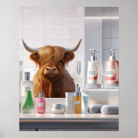 Highland Koe met haarverzorgingsproducten Leuke ba