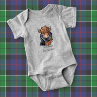 Highland Koe met Leslie Hunting Tartan Scarf