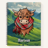 Highland Koe met MacLean Tartan Scarf Notitieboek (Voorkant)