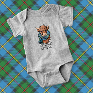 Highland Koe met MacLeod Jacht Tartan Sjaal Romper
