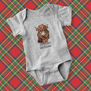 Highland Koe met Royal Stewart Tartan Sjaal Romper
