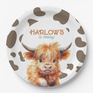 Highland Koe Mijn eerste Rodeo verjaardagsfeestje Papieren Bordje
