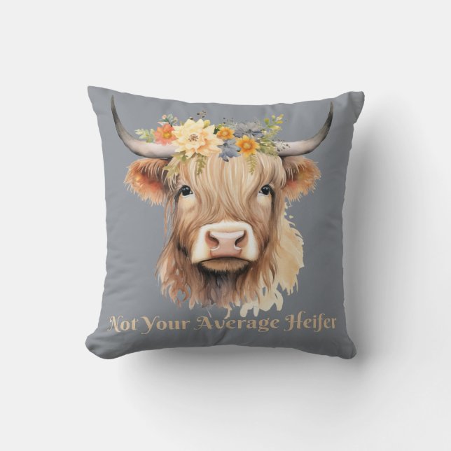 Highland Koe niet uw gemiddelde vaars Kussen (Voorkant)
