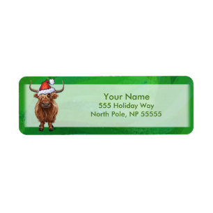 Highland Koe op groen Etiket