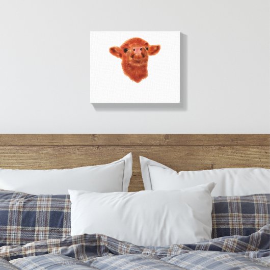 Highland Koe Oversized T-shirt Canvas Afdruk (Insitu (Slaapkamer))