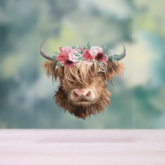 Highland Koe Painting Classic T-shirt Acryl Bord (Neutraal)