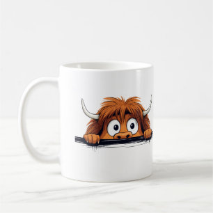 Highland Koe Peeking Schattige Schattig Funny Anim Koffiemok