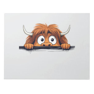 Highland Koe Peeking Schattige Schattig Funny Anim Notitieblok