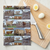 Highland Koe Photo Collage Theedoek (Quarter Fold)