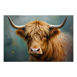 Highland Koe Portret Perfect Poster