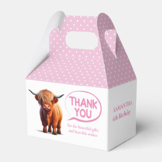 Highland Koe Roze Meisje Favor Box Bedankdoosjes