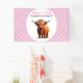 Highland Koe roze witte banner (Insitu)