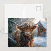 Highland Koe Rustic Barnyard Christmas Briefkaart (Voorkant / Achterkant)