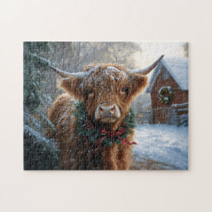 Highland Koe Rustic Barnyard Christmas Legpuzzel