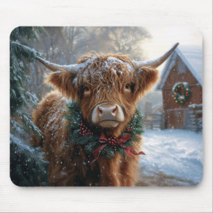 Highland Koe Rustic Barnyard Christmas Muismat