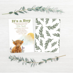 Highland koe rustiek baby shower uitnodiging