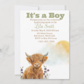 Highland koe rustiek baby shower uitnodiging (Voorkant)