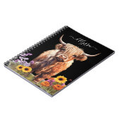 Highland Koe rustieke bloementuin Decoupage Notitieboek (Linkerzijde)