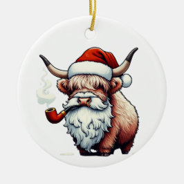 Highland Koe Santa - Grappig rustiek decor Keramisch Ornament