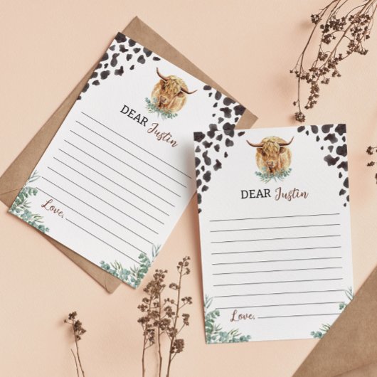 Highland Koe Tijd Capsule Note Bericht Kaart