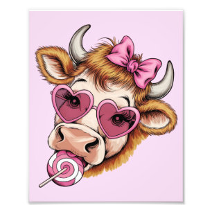 Highland Koe Valentine Coquette Valentijnsdag Foto Afdruk