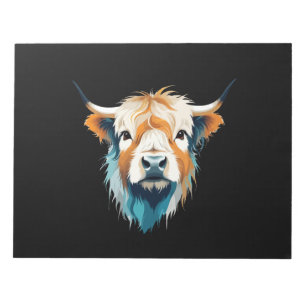 Highland Koe vectorkunst met levendige kleuren Notitieblok