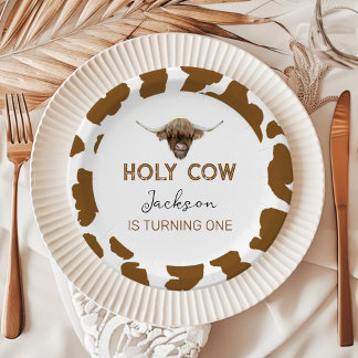 Highland Koe Verjaardag Baby shower Papieren Bordje